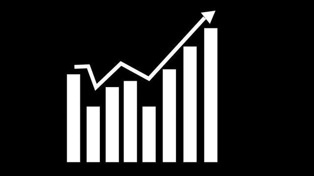 Bar chart with upward zigzag arrow animation
