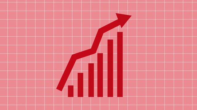 Business bar chart with upward arrow graph animation