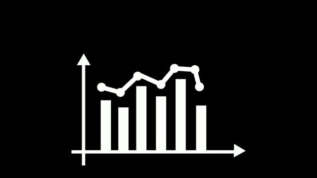 Business graph bar chart with trend line animation