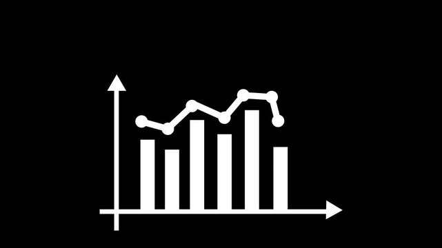 Business graph bar chart with trend line animation