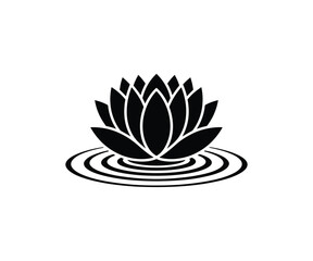 Vector lotus flower floating icon on water ripples