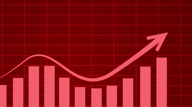 Business graph bar chart with upward trend animation