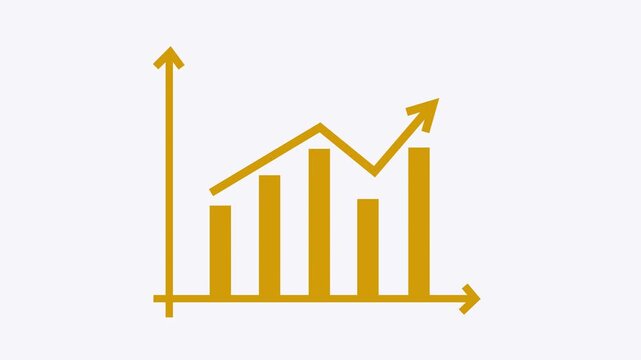 Simple minimal business graph bar chart with upward trend animation
