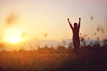 Silhouettes represent victory and success in work, a free and relaxed life in harmony with nature. © FOTO SALE