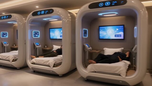 Sleep Pods for Relaxation and Recovery in Wellness Center