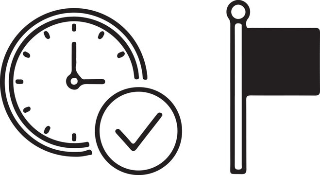 Clock and flag icon with checkmark