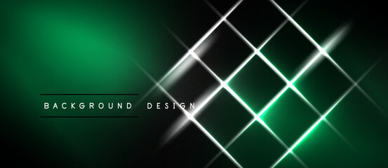 Naklejka premium Dark green gradient background features bright white diagonal lines forming grid pattern. Modern design element for digital projects.