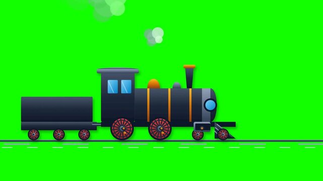 Dynamic Animated Steam Train Loop with Transparent Background 4K