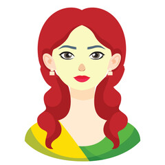 is a flat vector illustration depicting a portrait of an Indian woman.
