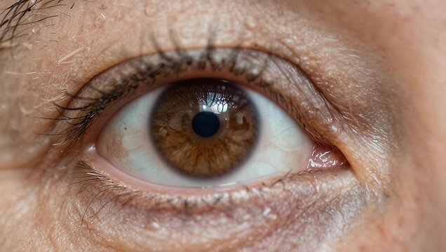 Close-Up of a Human Eye with Detailed Iris Patterns and Subtle Color Variations