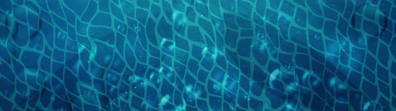 Magical Blue Mermaid Scales Background with Floating Bubbles and Underwater Shimmer