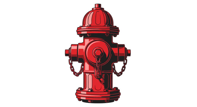 Vibrant red fire hydrant illustration for urban safety and emergency services, a classic icon representing public utility and modern city infrastructure