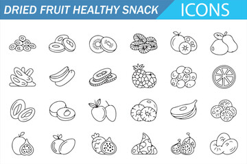 Dried and Fresh Fruit Icons &ndash; Minimal Line Art Vector Set