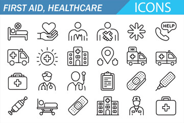 Medical Outline Icons &ndash; First Aid and Healthcare Vector Collection