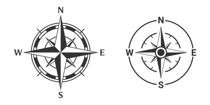 Set of wind Rose Compass Navigation Icons vector stock illustration