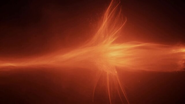 Vibrant red light trails explode in dark space