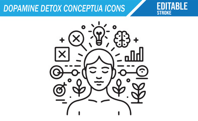 Fototapeta premium Psychology and Mental Balance Minimal Editable Icon Design