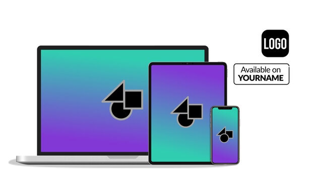 Responsive Devices 5 &ndash; Desktop Laptop Tablet Smartphone Screen Presentation, Multi Device Display Animation, Responsive Website and App UI UX Showcase Template