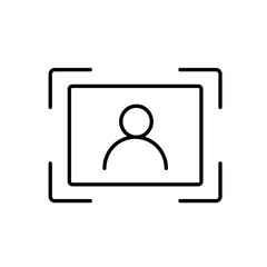 Fototapeta premium A vector icon showing a person inside a scanning frame, representing identity verification, created in line style with editable stroke