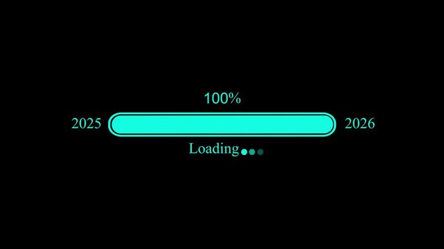 Waiting loading progress from 2025 to 2026 animation