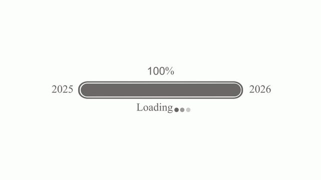 Waiting loading progress from 2025 to 2026 animation