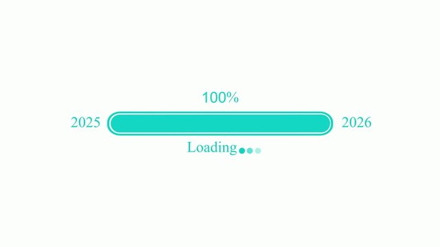Waiting loading progress from 2025 to 2026 animation