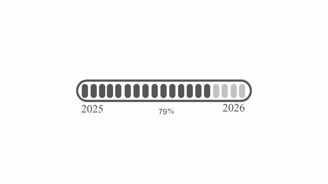 Segmented progress bar showing from 2025 to 2026 animation