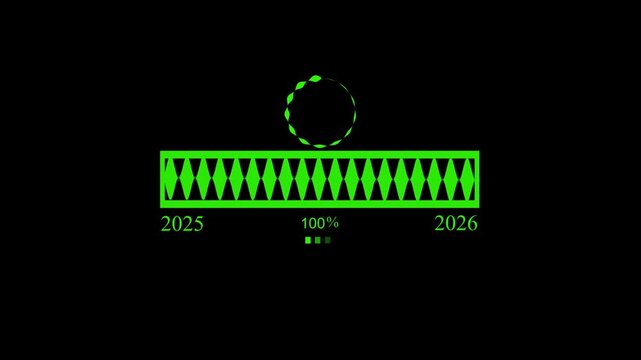 Minimalist progress bar between 2025 and 2026 animation
