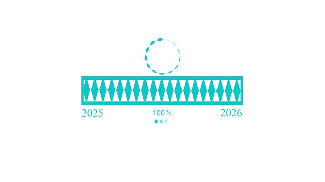 Minimalist progress bar between 2025 and 2026 animation