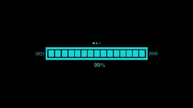 Minimalist progress bar between 2025 and 2026 animation