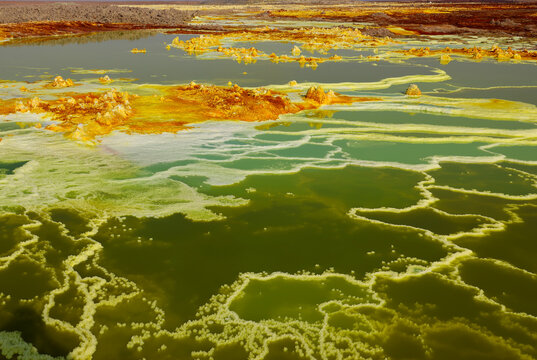 The colors of salt generated by the mineral-laden vapors of Dallol Volcano, Ethiopia