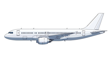 Side view illustration of a commercial passenger airplane in flight © Rohim