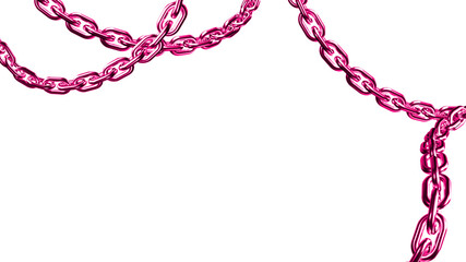 Vibrant pink chains on transparent background for design
