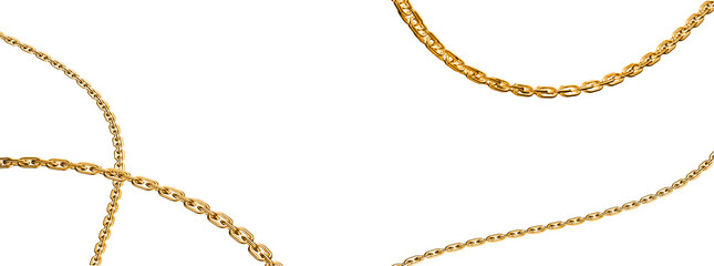 Shiny golden chains hanging down and interlacing over transparent background © ontimefarhad