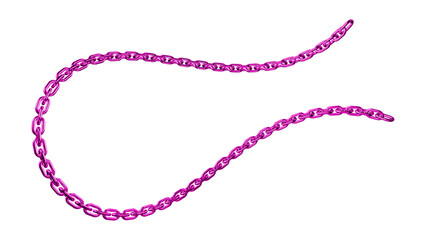 Shiny pink metallic chain set isolated on transparent background design element