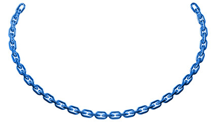 Metallic blue steel chain necklace hanging in U shape on transparent © ontimefarhad