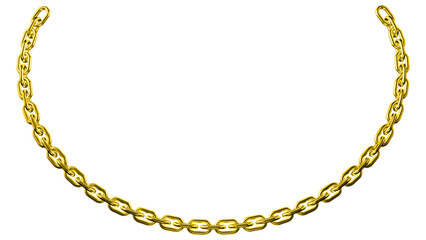 Golden chain necklace links hanging in symmetrical U shape on alpha © ontimefarhad