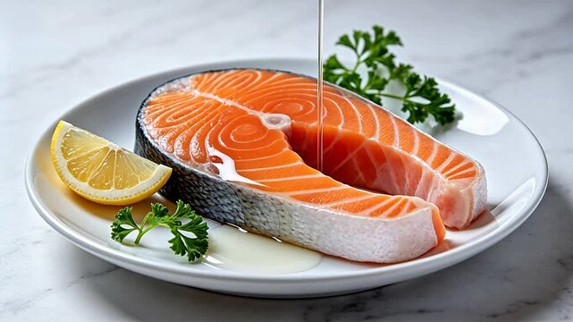 Salmon fillet with lemon and parsley