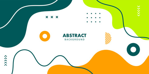 Abstract background. Banner template. colorful orange and green fluid wave. design for greeting card, poster, banner, social media post. Vector illustration © Ammarit