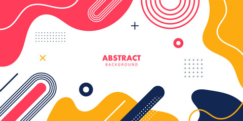 Abstract background. Banner template. colorful yellow and pink fluid wave. design for greeting card, poster, banner, social media post. Vector illustration © Ammarit