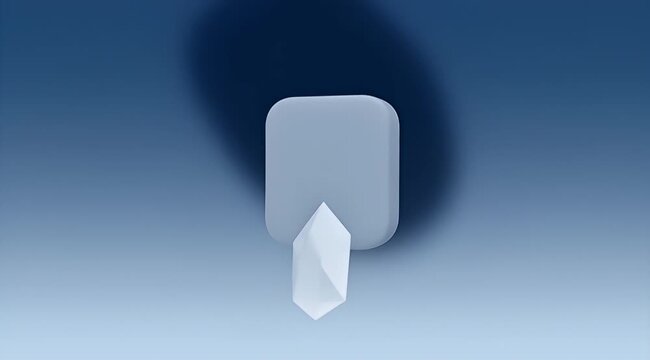 Abstract digital rendering of rounded square and crystal on gradient background