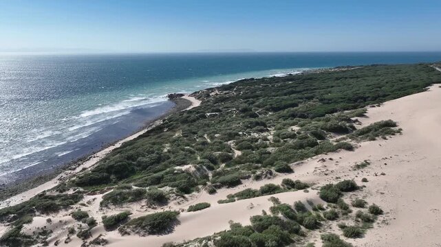 vista de la bonita playa virgen de Valdevaqueros en el municipio de Tarifa, Andaluc&iacute;a