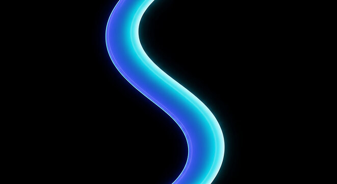 a glowing wavy blue light tube flowing against a black background ideal for abstract technology concepts or modern liquid designs