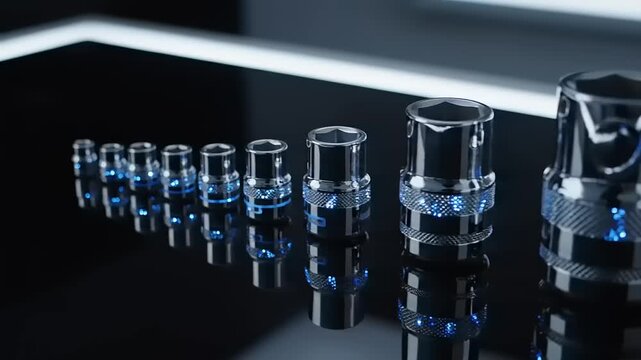 Socket Wrench Set on Black Surface.