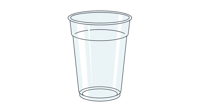 Simple transparent plastic cup illustration on white background