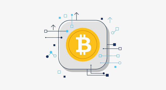 A digital illustration of a bitcoin symbol surrounded by circuit lines and nodes, representing the intersection of cryptocurrency and technology.