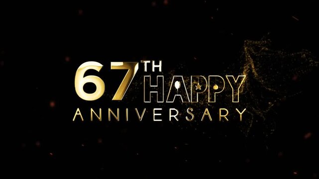 Happy 67th anniversary celebration with sparkles on dark background