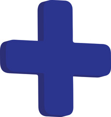 Obraz premium 3D Icon Blue Medical Cross Isolated Healthcare Plus Symbol for Hospital, Clinic and Emergency Service Transparent Background