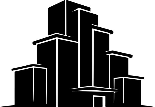 Office Bulding silhouette vector illustration