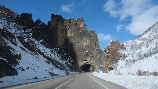 Winter Road Through P&uuml;l&uuml;m&uuml;r Valley, Tunceli, Turkey